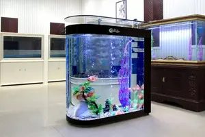 Bullet-Shaped Semi-Circular Aquarium with Storage Cabinet - Ruibit Aquarium glass aquarium tank